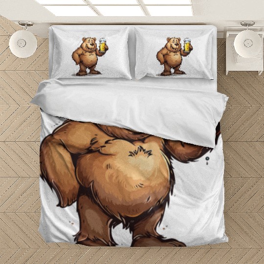 Cute Bear Drinking Beer 2 Bedding Sets