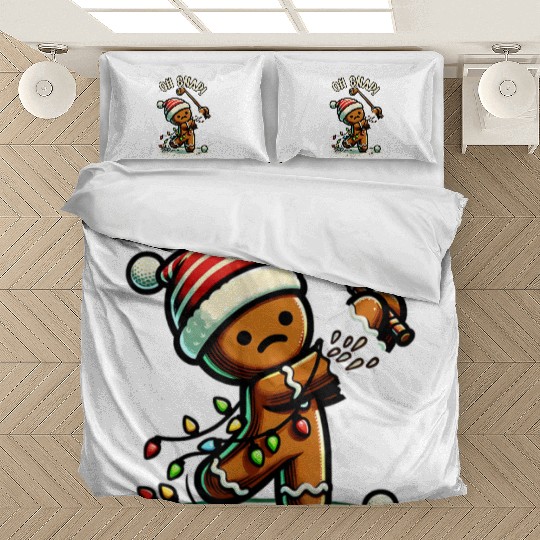 Oh Snap Gingerbreadman Golfer Golf Christmas Golf Bedding Sets