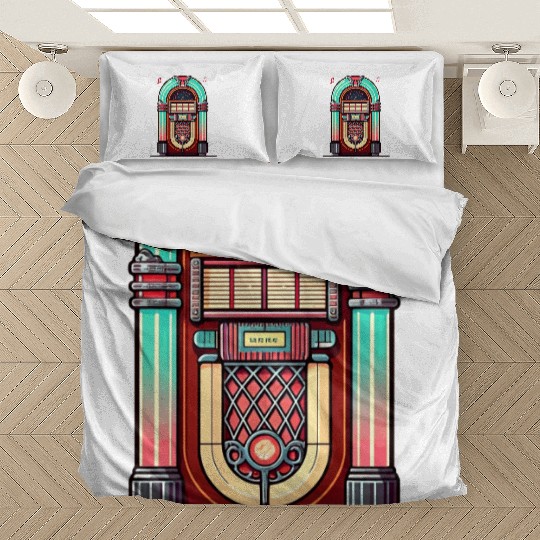 Retro Neon Jukebox Design Bedding Sets