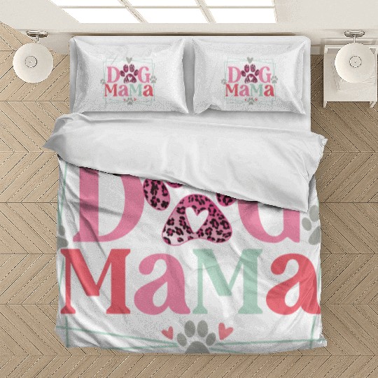 Dog Mama Mothers Day Leopard Paw Bedding Sets