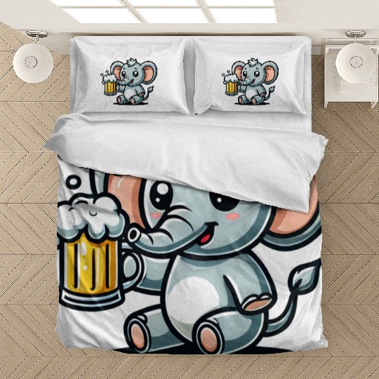 Cute Elephant Drinking Beer Bedding Sets