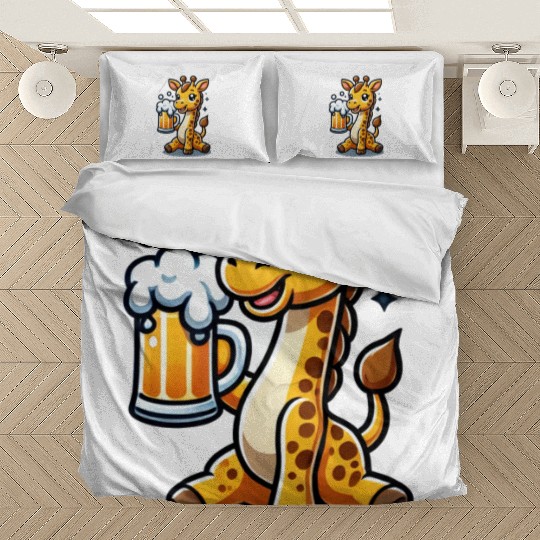 Cute Giraffe Drinking Beer 3 Bedding Sets