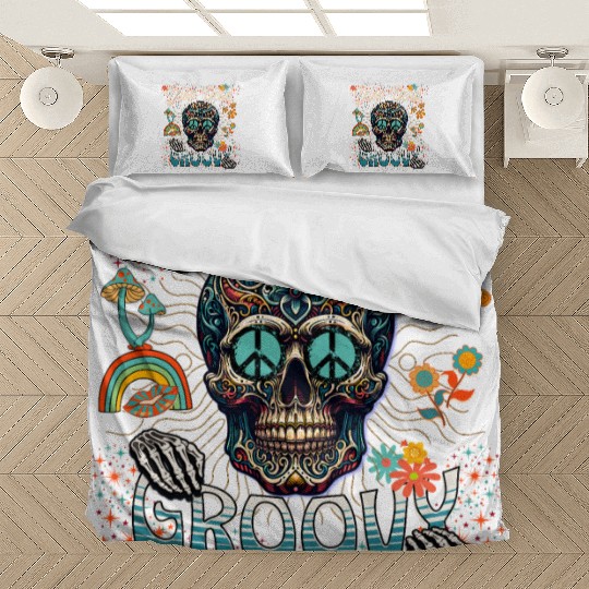 Drop Dead Groovy Psychedelic Skull Bedding Sets