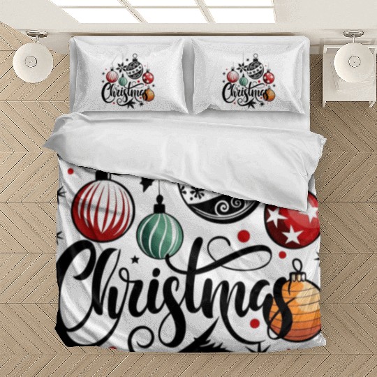 Merry Christmas Festive Ornaments Design Bedding Sets