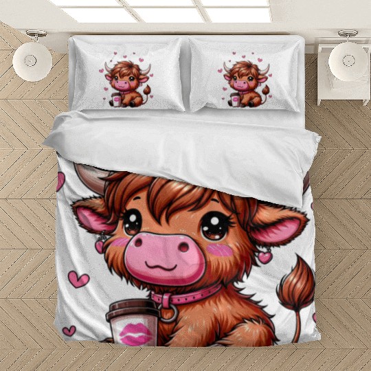 Highland Cow Valentines Bedding Sets