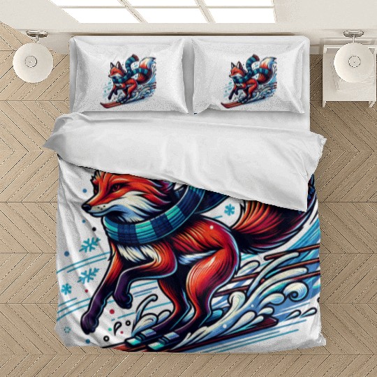 Fox Skiing Adventure in Winter Wonderland Bedding Sets