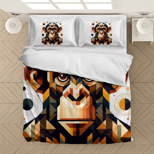 geometric abstract chimpanzee art design Bedding Sets
