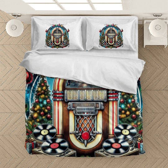 Retro Christmas Jukebox Melody Bedding Sets