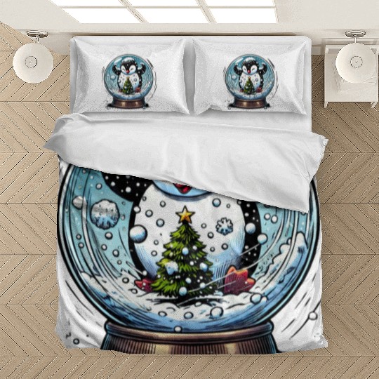 Penguin in a Snow Globe: Christmas Storm & Cheer Bedding Sets