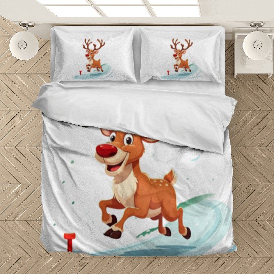 Joyful Reindeer Dashing to Santa's House Bedding Sets