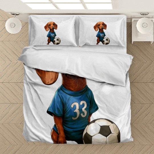 Soccer dachshund blue Bedding Sets