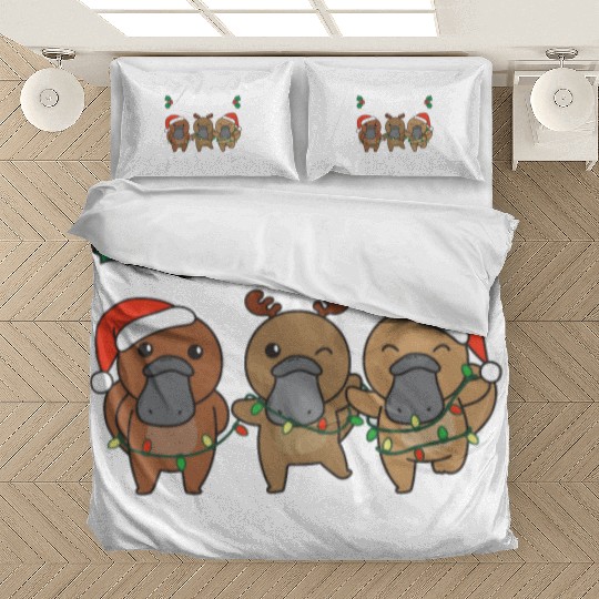 Merry Christmas Cute Platypus Festive Lights Bedding Sets