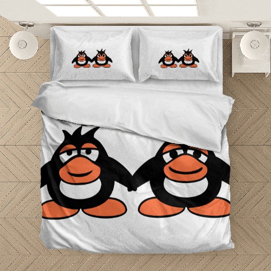 Penguins Team 2 Friends Tired Couple Hands Holding Bedding Sets