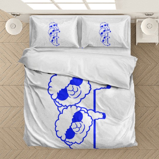 3 Dj Sheep Behind Wall Looking Sideways Friends Bedding Sets