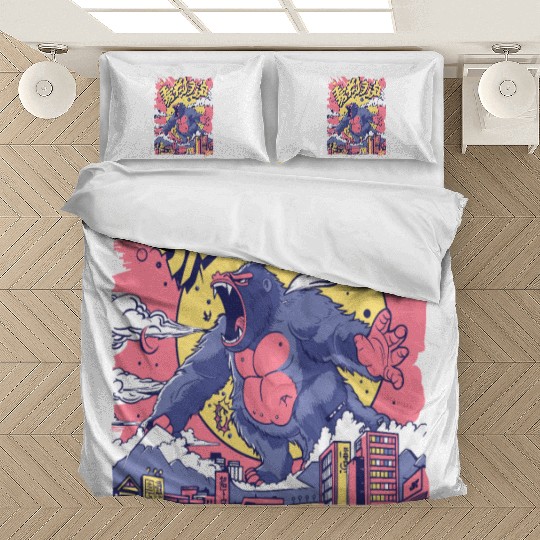 Kaiju Gorilla – Neon City Rampage Bedding Sets