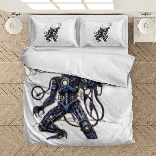 Editable AI Robot Sci fi Cyborg Bedding Sets