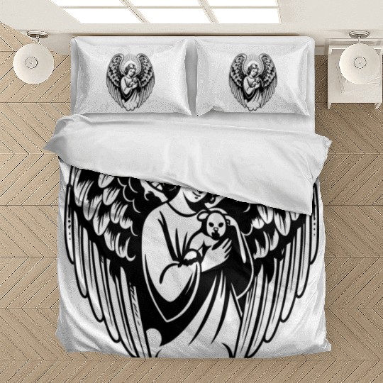 Guardian Angel Embracing Beloved Pet Bedding Sets