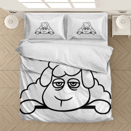 Sheep Tired Bored Behind Fence Wall Sign Looking Bedding Sets