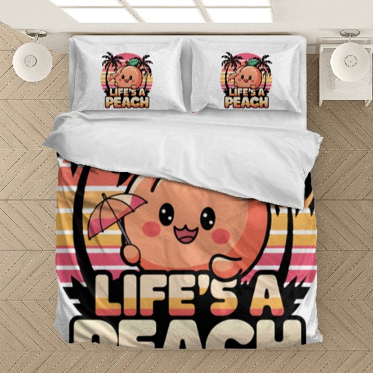 Life's a Peach | Cute Peach Design Bedding Sets