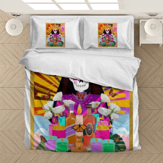 Rainbow Butterfly Santa Muerte Bedding Sets
