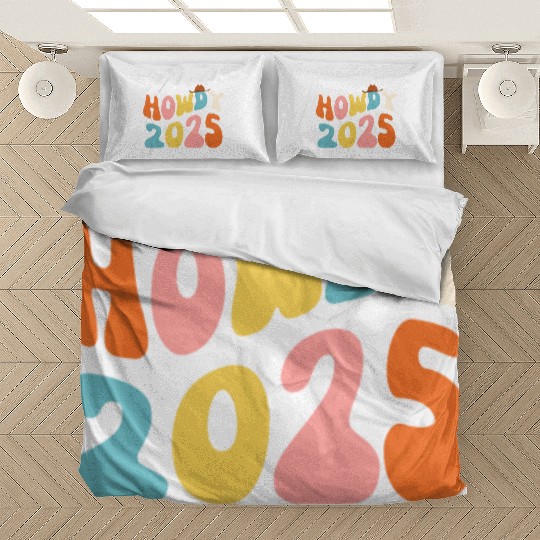 Howdy 2025 funny 2025 NYE Groovy Bedding Sets