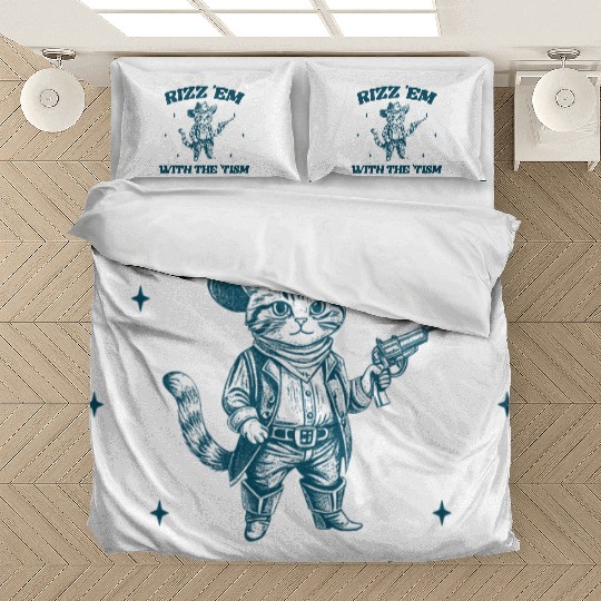 Rizz Em With The Tism, Funny Cowboy Meme Bedding Sets