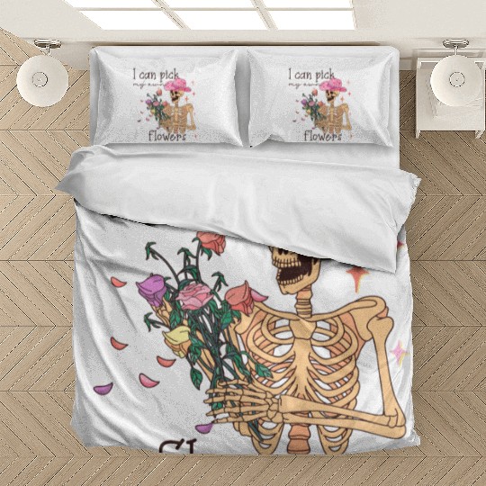 Funny Cowboy Skeleton with Flowers Bedding Sets