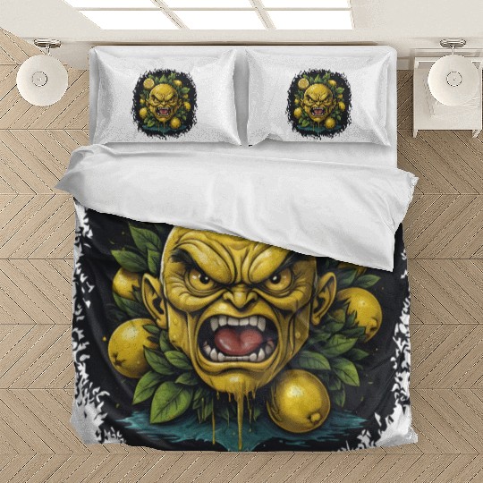 Angry Lemon Head with Realistic Details Bedding Sets