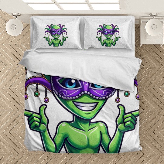 Mardi Gras Alien Cartoon Veggie Fun Bedding Sets