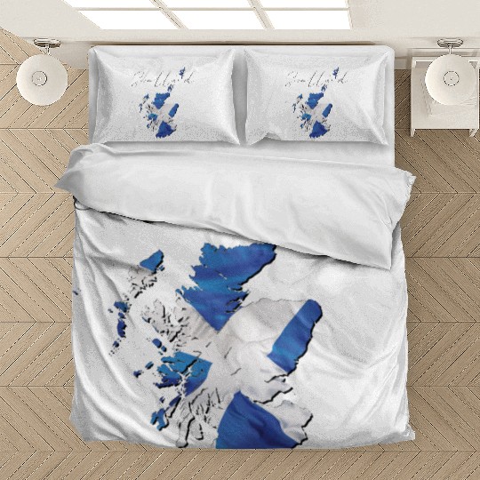 Scotland Flag in Scotland Map EN Bedding Sets