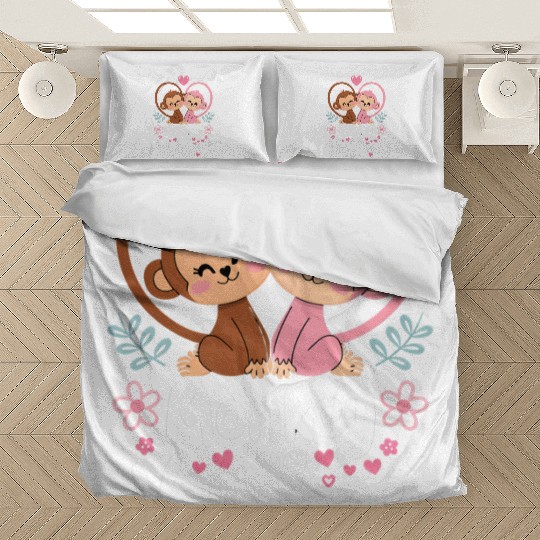 Monkey is my valentine Bedding Sets
