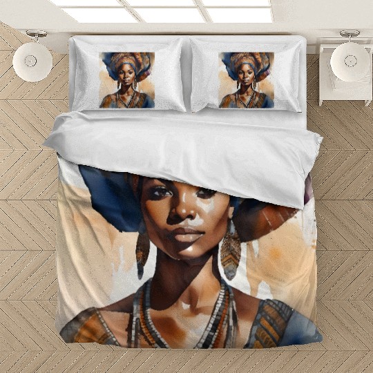 African Woman Portrait E Bedding Sets