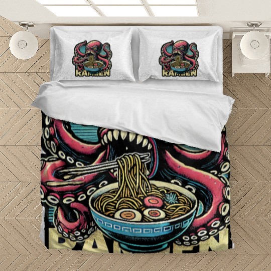 monster octopus eat ramen lover Bedding Sets