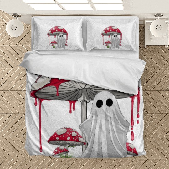 Cottagecore Halloween Ghost Mushroom Spooky Bedding Sets
