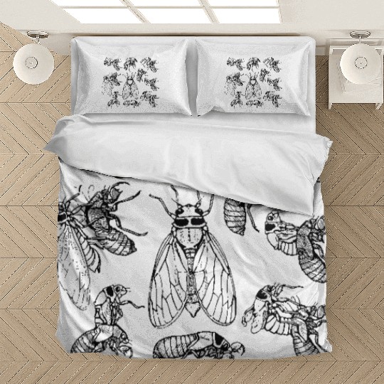 Cicadas Life Cycle Vintage Science Cicada Bug Bedding Sets