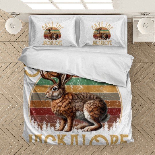 Save The Jackalope, Vintage Retro Camping Lover Ja Bedding Sets