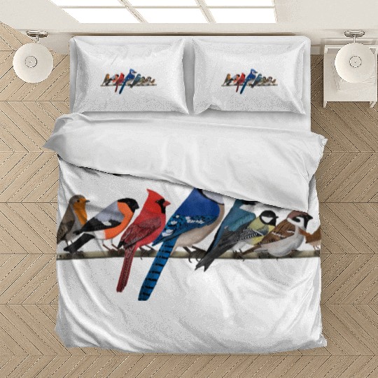 Garden Birds Blue Jay Cardinal Bullfinch Birding Bedding Sets