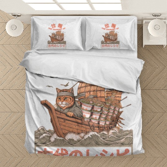 Samurai Cat with ramen Bedding Sets