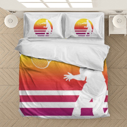 Retro Sunset Tennis Enthusiast Graphic Bedding Sets