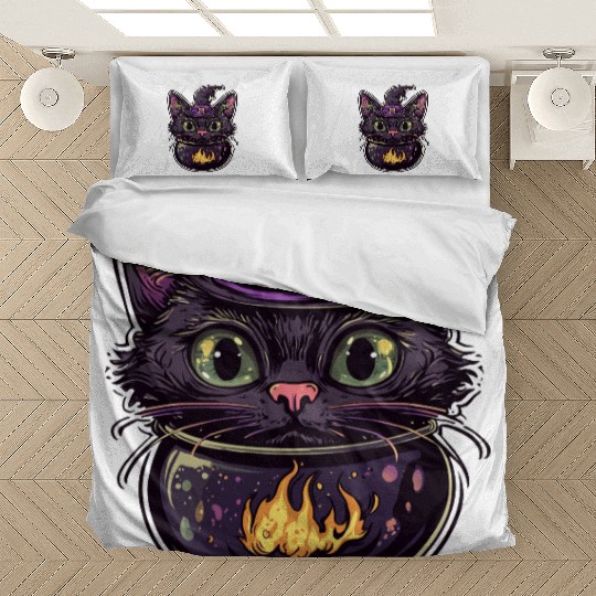 Cat Boiler Cat Witch Halloween Bedding Sets