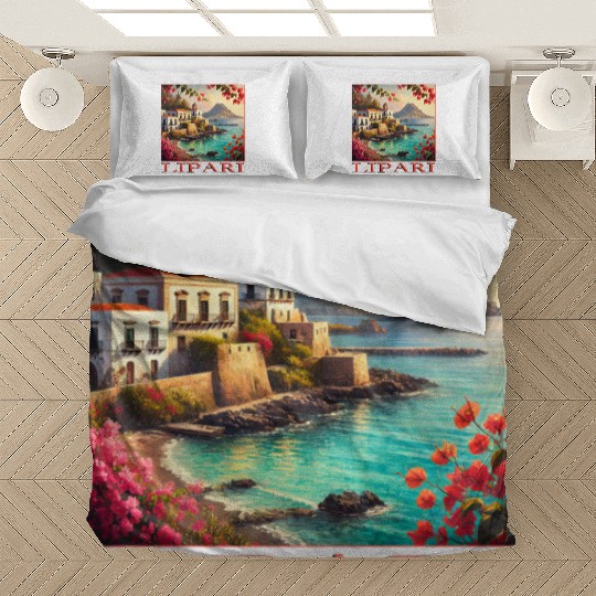 Lipari Volcano Mediterranean Terracotta Vacation Bedding Sets