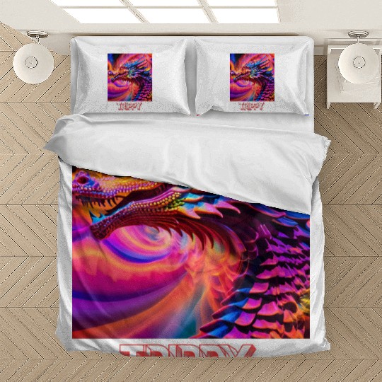 Trippy psychedelic fractal dragon Bedding Sets