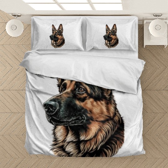 Serious Face German Shepherd Dog Head Bedding Sets