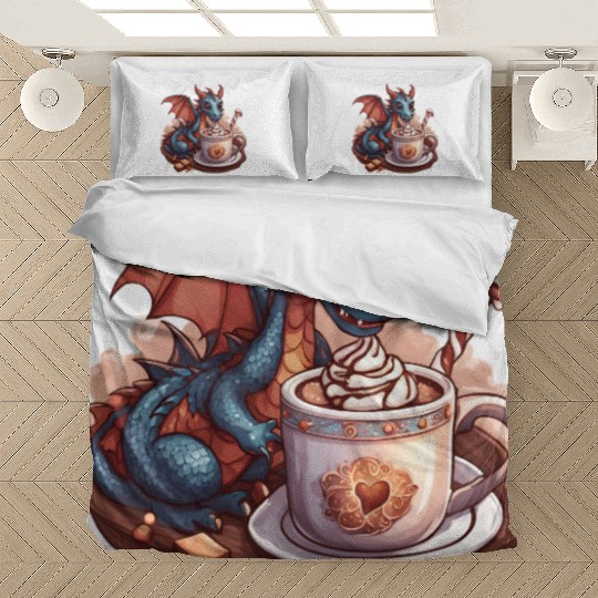 Cozy Dragon and Hot Chocolate Delight Bedding Sets