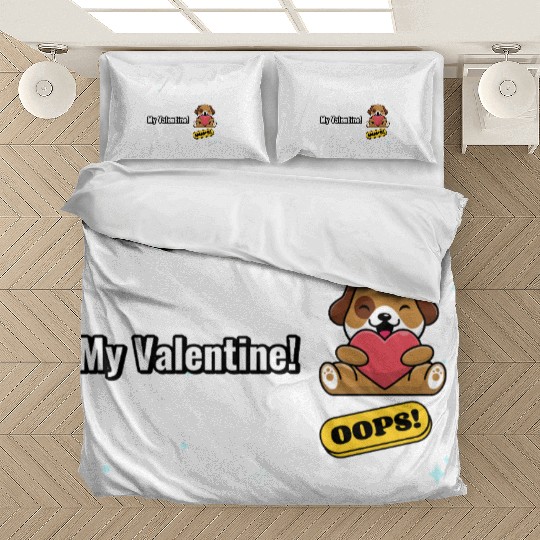 Fetching My Valentine, cute puppy valentine Bedding Sets