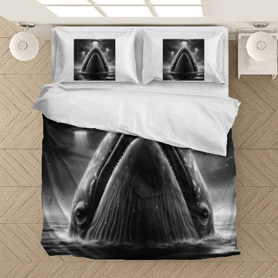 Whale cetacean Funny Graphic Selfie with UFOs Weir Bedding Sets