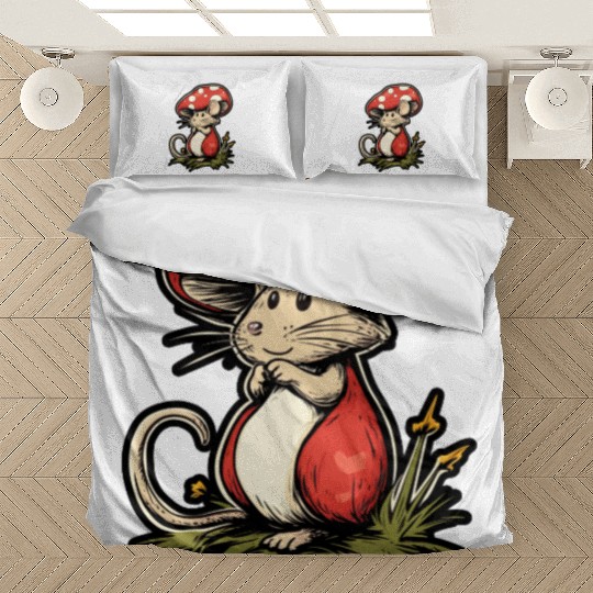 Mushroom Mouse Funny Animal And Mushroom Bedding Sets