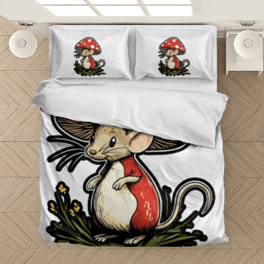Mushroom Mouse Funny Animal And Mushroom Bedding Sets