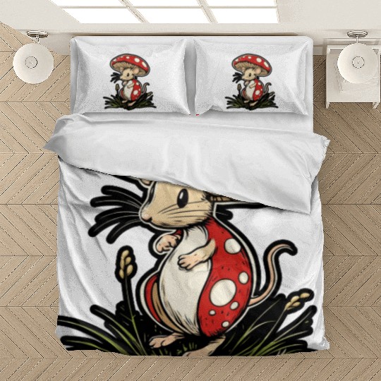 Mushroom Mouse Funny Animal And Mushroom Bedding Sets