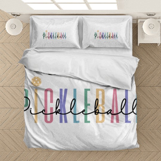 Pickleball Player Colored Bold Text Bedding Sets